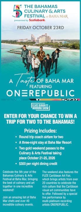 Elvis Duran and the Morning Show’s The Bahamas Flyaway Take 3 Sweepstakes giveaway prize